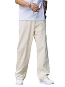 Men's Cotton Blend Solid Loose Fit High Rise Denim Jeans