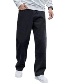 Men's Cotton Blend Solid Loose Fit High Rise Denim Jeans