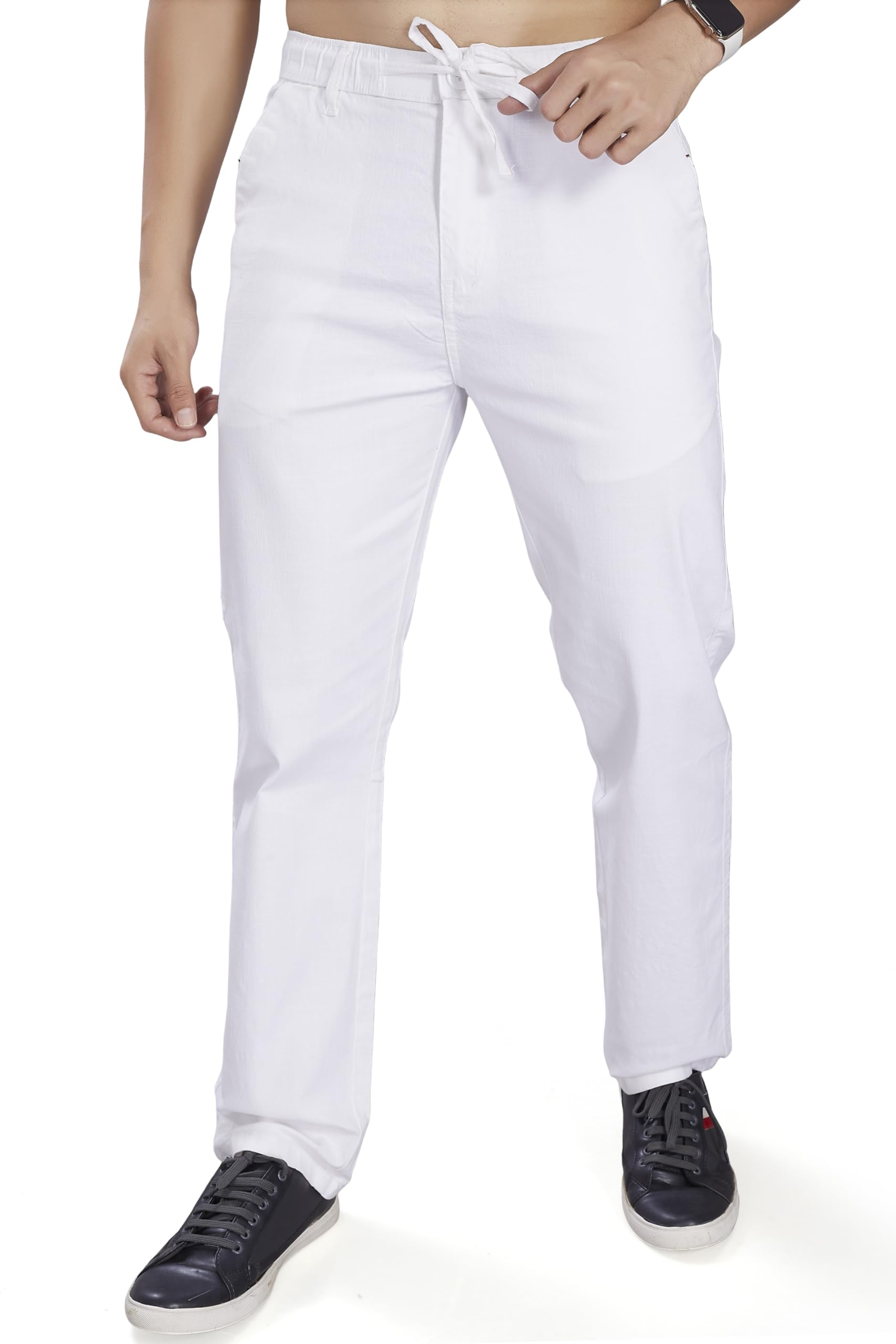 DIVISIVE Men's Relaxed Fit Cotton Linen Blend Trousers