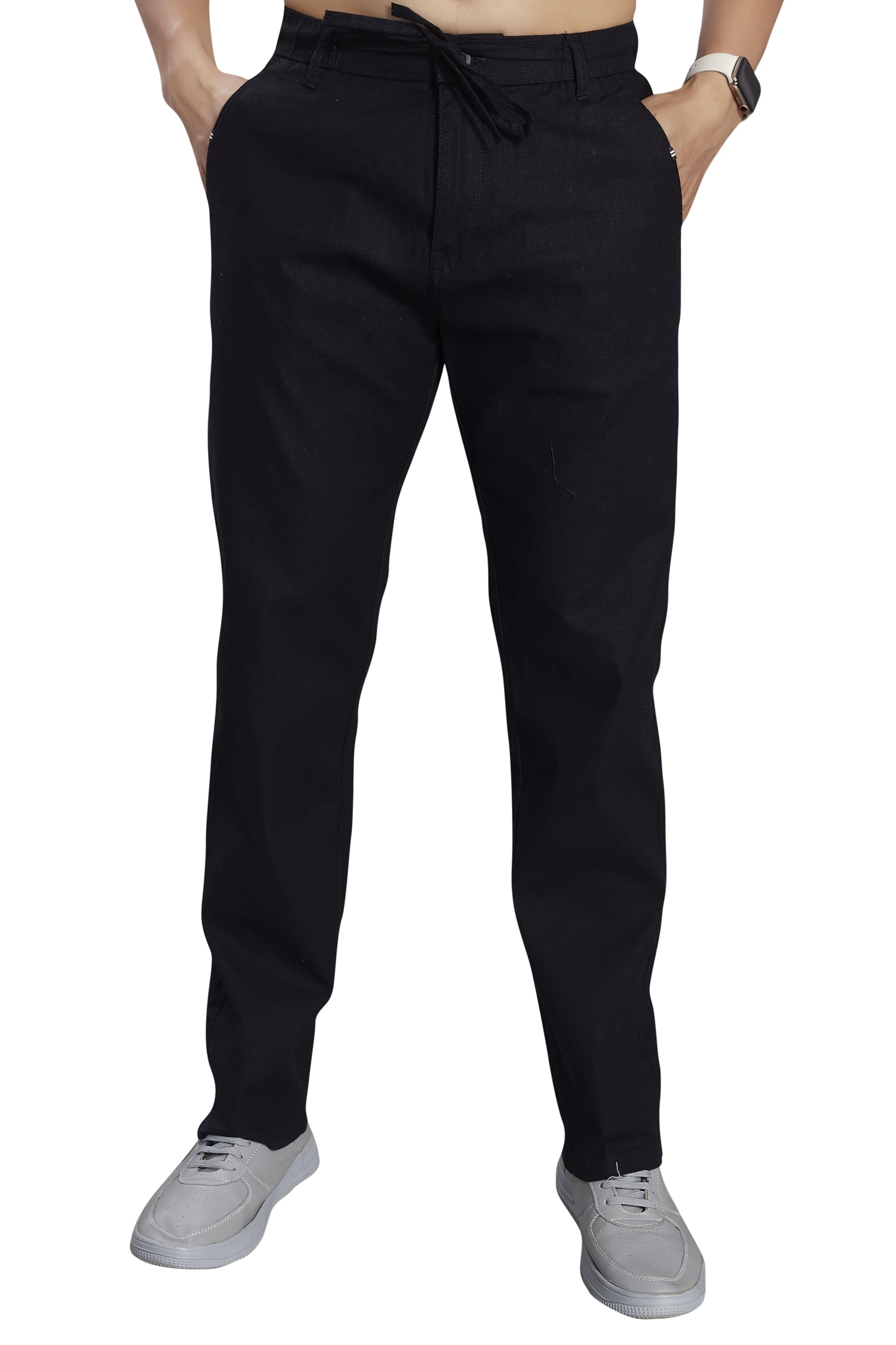 DIVISIVE Men's Relaxed Fit Cotton Linen Blend Trousers