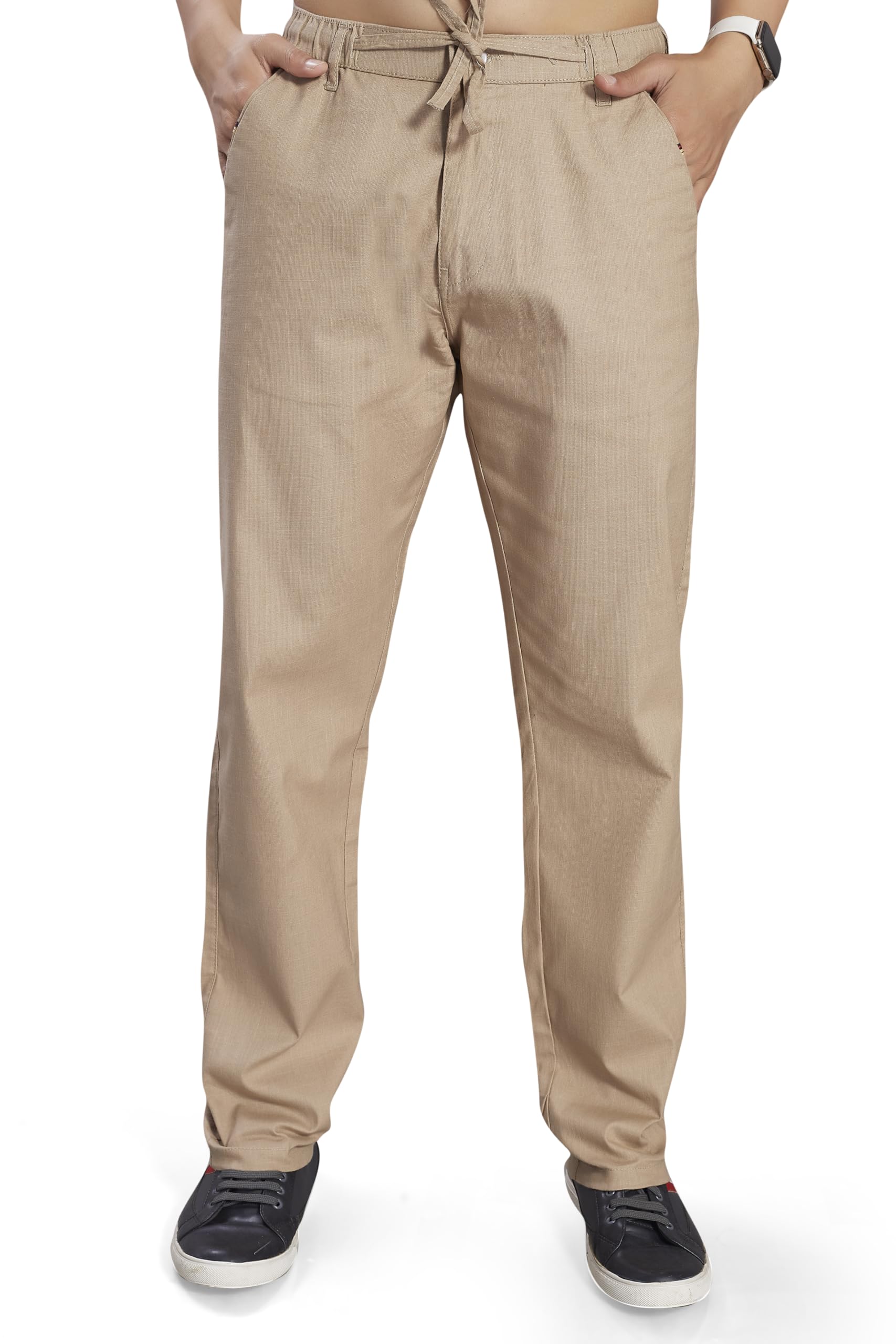 DIVISIVE Men's Relaxed Fit Cotton Linen Blend Trousers