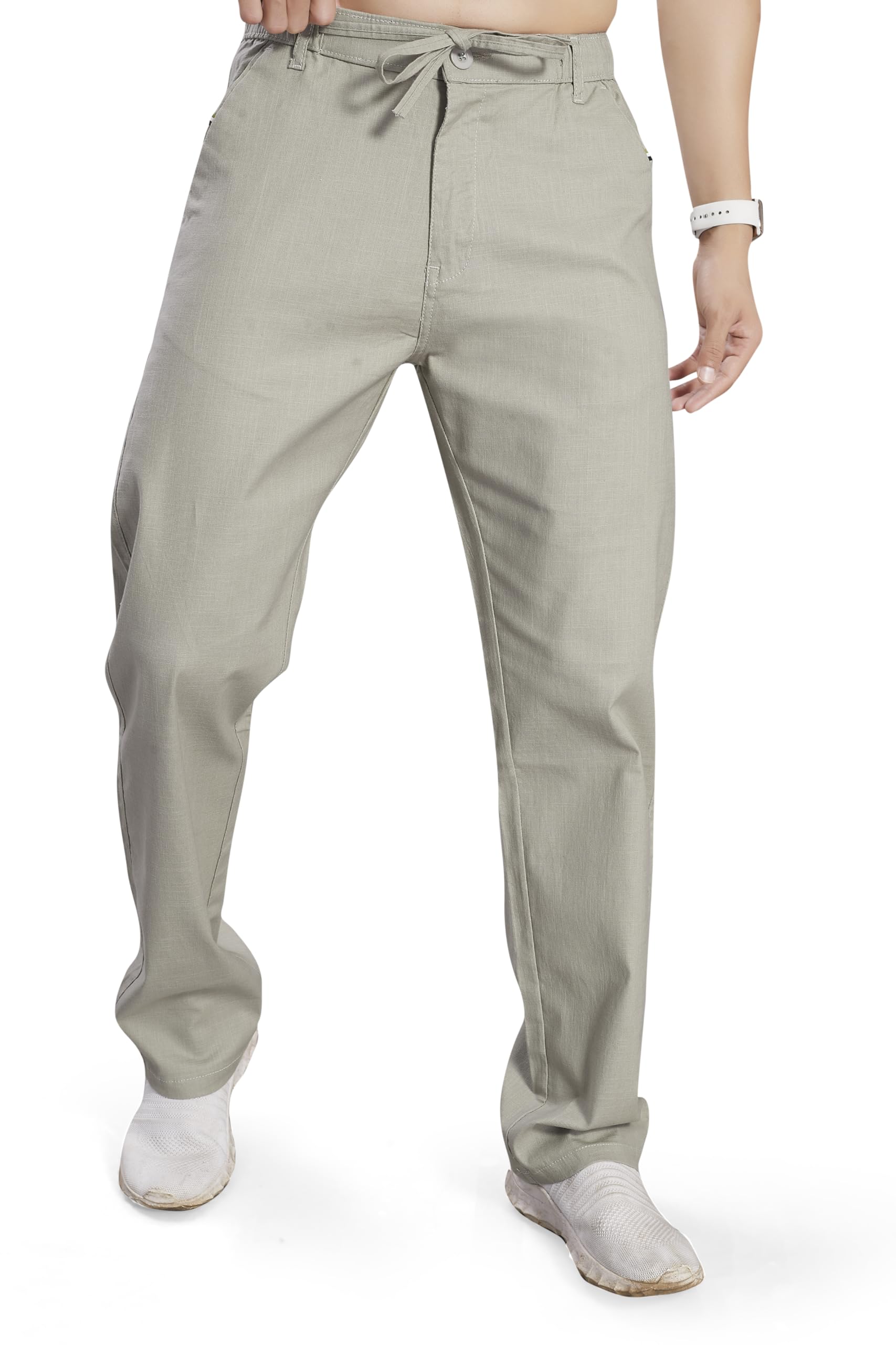 DIVISIVE Men's Relaxed Fit Cotton Linen Blend Trousers